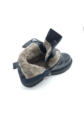 Осенние женские ботинки на овчине черные кожаные ya-19-5 230 мм (р) Yalasou