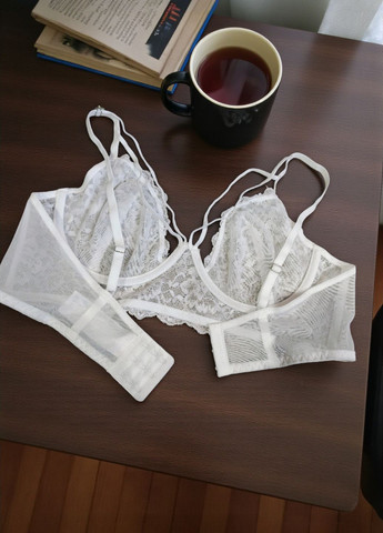 Білий бралетт бюстгальтер-бралетт із мереживом DeFacto з кісточками поліестер