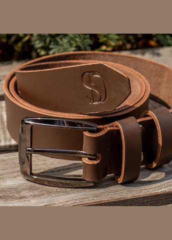 Ремінь шкіряний коричневий з чорною пряжкою SD Leather (357489777)