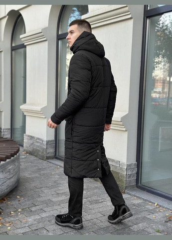 Черная зимняя длинная зимняя куртка с двойным утеплителем Vakko