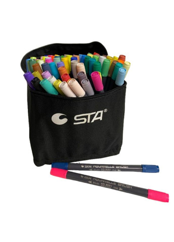 Набор маркеры 80 цветов двусторонние акварельныедля скетчинга 4 органайзера в комплекте Видеообзор! STA (316685400)