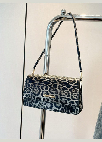Женская сумка 8208 багет леопардовая черная No Brand (313235590)