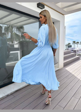 Голубое повседневный легкое платье длины макси Adelante однотонное