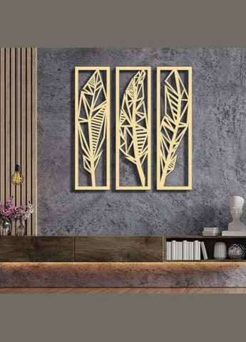 Панно 3D декоративное с объемом 15 мм для стен, Тропические листья ванильное Декоинт (278289804)