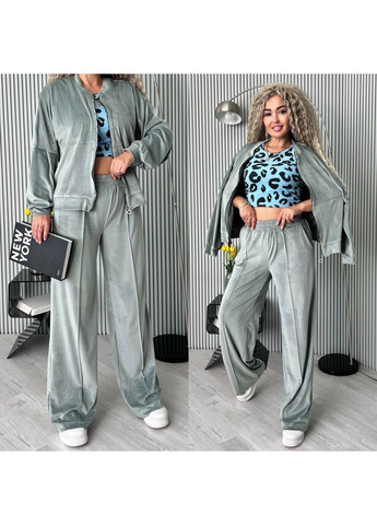 Костюм ZARA велюр на трикотажной основе, брюки прямые и кофта на молнии Україна (364653074)