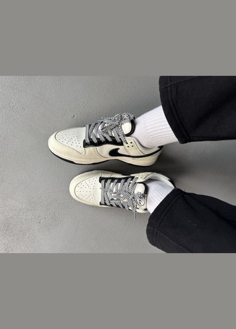 Бежевые демисезонные кроссовки мужские и женские nike sb dunk beige black | найк сб данк низкие бежевые черные No Brand