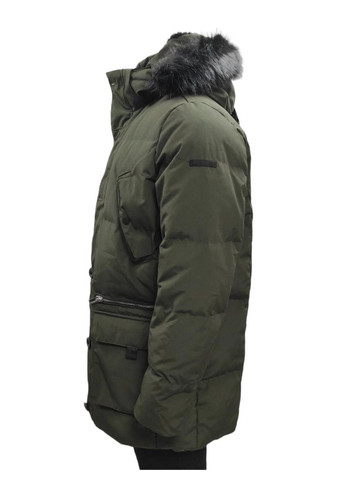 Комбінована демісезонна чоловіча парка paris зі штучного хутра на пуху та пір’ї, темно - синій, розмір m Karl Lagerfeld slim fit