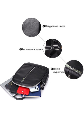 Рюкзак женский из натуральной кожи 10 л городской маленький Черный 39556 Vintage (355884762)