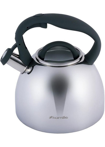 Чайник Whistling Kettle 2.7л з нержавіючої сталі зі свистком і скляною кришкою (сіра ручка) Kamille (329895207)