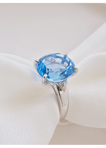 Золота каблучка з топазом і діамантами (16.5р) 1221321б-7к Тріумф (368996416)