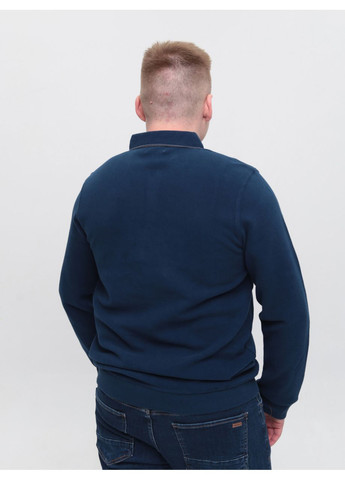 Синяя футболка-поло мужское темно-синее с длинным рукавом для мужчин MarcoStar однотонная