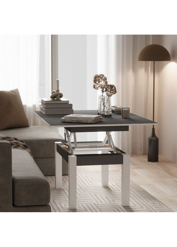 Стол-трансформер B-Fly Glass 900x510x600 Графит/Белые ноги/Графитовое стекло (TB10070700112) Art In Head (337309000)