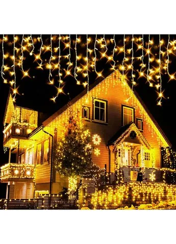 Разноцветный Новогодняя праздничная гирлянда бахрома 120 Led прозрачный провод 3х0.5 м Hot Huez (394590600)