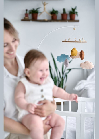 Дитячий музичний мобіль на ліжечко для немовлят WooolyWool «Хмаринки» з 35 мелодіями No Brand (342757875)