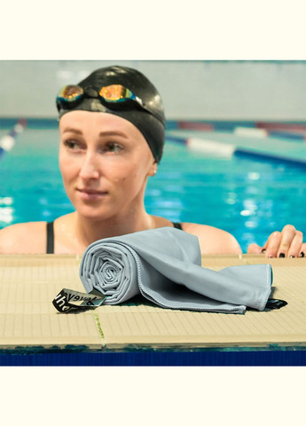 Дорожное спортивное полотенце 70х140 из микрофибры с чехлом светло-серый Love You однотонный светло-серый