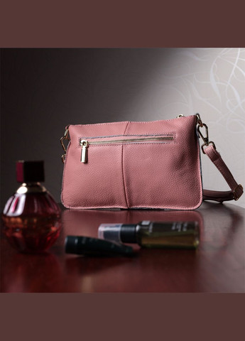 Красива жіноча сумка-клатч з двома ременями з натуральної шкіри рожева 26,5х16,5х2см 22644 Vintage (329197696)