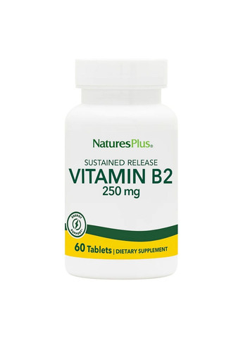 Вітаміни та мінерали Vitamin B2 250 mg, 60 таблеток Natures Plus (293477245)