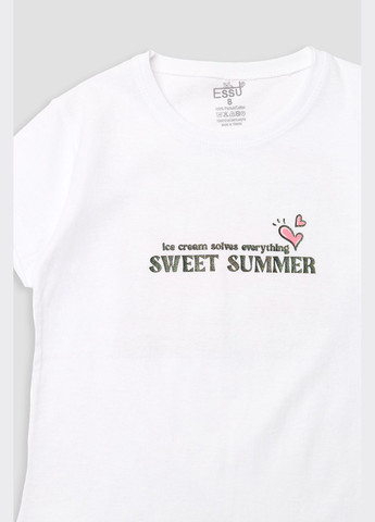 Біла літня футболка з коротким рукавом для дівчинки колір білий цб-00243919 Essu