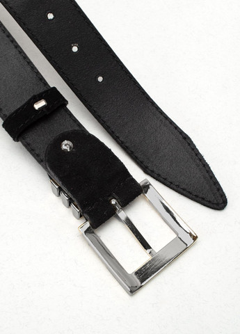 Ремінь жіночий замшевий -4066 чорний зі сріблястою пряжкою (120 см) JK (316061898)