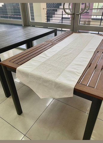 Декоративна доріжка на стіл та столові серветки. Колір Молочний Набір для святкового столу. Hanna (322127132)