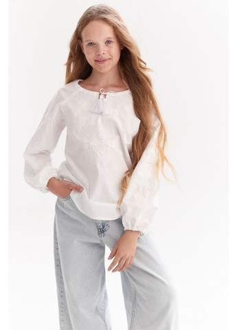 Белая вышиванка блуза для девочки "орнамент" девственниц. rd210 MEREZHKA (348781048)