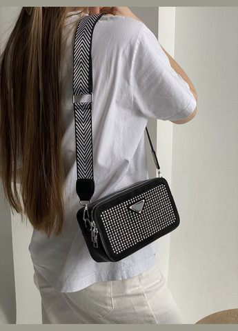 Женская сумка 2875-1 со стразами кросс-боди через плечо черная No Brand (292631143)