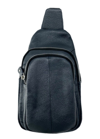 Стильна чоловіча сумка-слінг нагрудна з натуральної шкіри на блискавці, синя LQ 815550 (280931053)