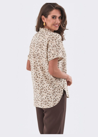 Бежевая летняя бежевая блузка в цветочный принт Dressa