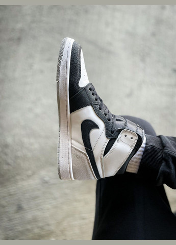 Черно-белые всесезонные кроссовки мужские nike air jordan 1 retro high bleached black white | найк аир джордан 1 ретро высокие черно-белые No Brand