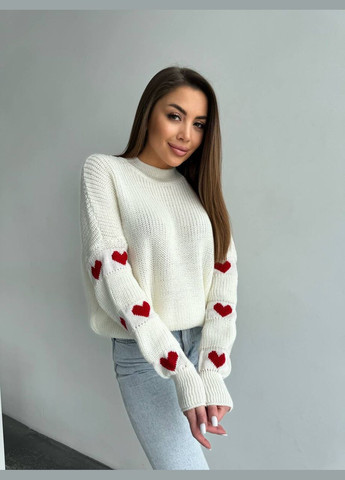 Белый демисезонный свитер оversize акрил/шерсть No Brand