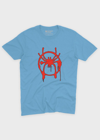Блакитна демісезонна футболка для хлопчика з принтом супергероя - людина-павук (ts001-1-lbl-006-014-109-b) Modno