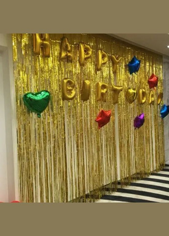 Дождик для фотозоны украшение 245 см на 92 см золотистый Jannet Дощик (316580375)