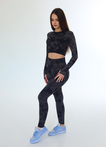 Комплект жіночий спортивний з тай-дай принтом сірий (70010) FitFiesta (328931670)
