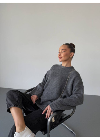 Графитовый демисезонный свитер женский Гермес