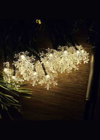 Гирлянда снежинки 5 метров 20 ламп Цвет теплый белый No Brand (299770405)