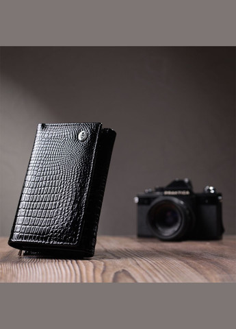 Жіночий гаманець у три складання з лакованої фактурної натуральної шкіри 22707 st leather (331907527)