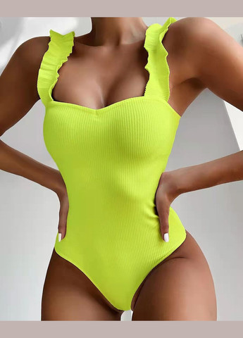 Салатовый летний женский сплошной купальник. No Brand