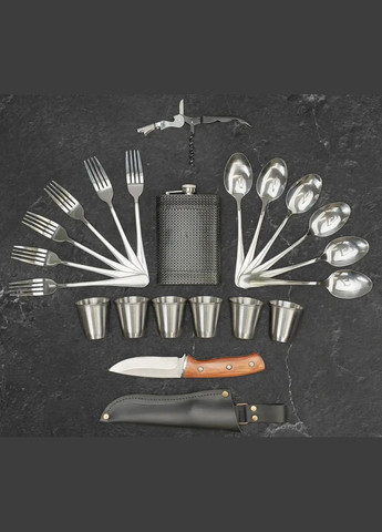 Набор для пикника с шампурами "Ран" в деревянном кейсе из 37 предметов на подарок куму, брату, свату, мужу Handmade WC-011 (346085173)