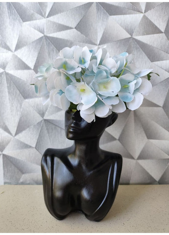 Чорна ваза жіночий бюст зі штучною гортензією Handmade (361895932)