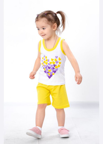 Светло-желтый летний комплект для девочки (майка+шорты) Носи своє