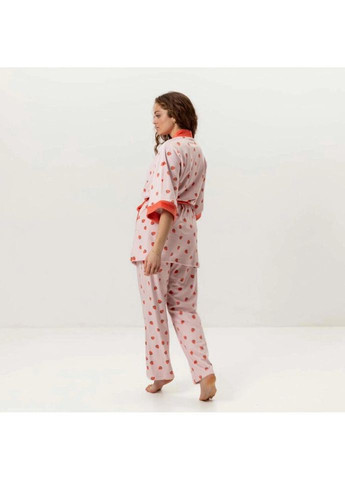 Комбинированная всесезон комплект женский из плюшевого велюра штаны и халат клубничка 3440_m 16044 m FlexDress