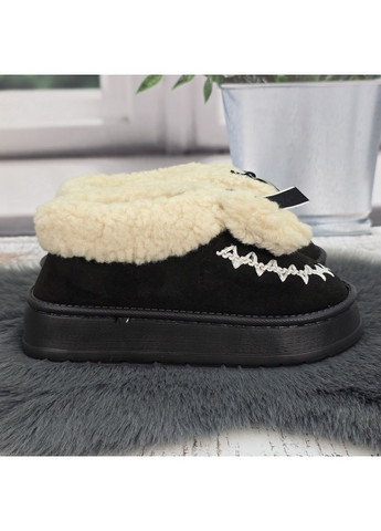 Черные тапочки-чуни женские утепленные бежевые с задником на пенковой подошве Fashion