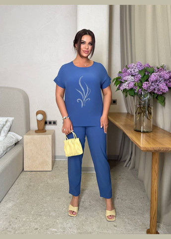 Женский костюм двойка блуза свободного кроя + брюки на резинке MonCher (340979634)