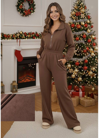 Женский тёплый комбинезон из флиса зима Nositi 1863-13 коричневый флис