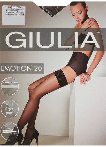 Чулки с кружевом на силиконовой основе Emotion 20 den Cappuccino р.3/4 Giulia (282848029)