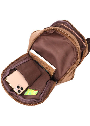 Сумка слінг чоловіча через плече із щільного текстилю коричнева 22191 Vintage (362418027)