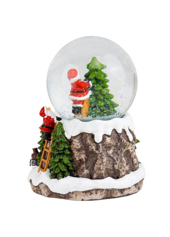 Фигурка ночник снежный шар Санта возле елки 13х13х18 см на батарейках 16016-023 Lefard (346531562)