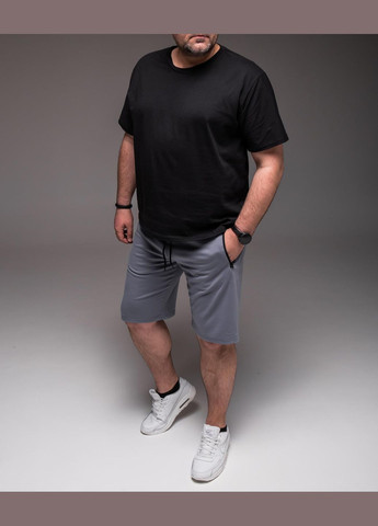 Сірий літній костюм чоловічий футболка + шорти батал з шортами No Brand