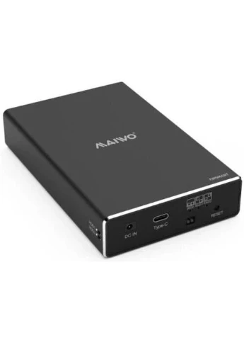 Карман внешний, Black, 2.5", Type-C 3.1 Gen2, 2xSATA, поддержка RAID 0/1/JBOD, до 9.5 мм, LED-индикатор, поддержка горячей Maiwo (395969191)