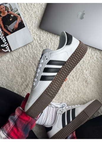 Білі Осінні кросівки чоловічі і жіночі adidas samba white black | адідас самба білі No Brand